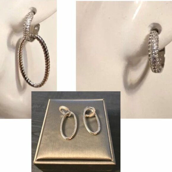 NWT Sterling Silver double dangling oval pendant earrings - Picture 1 of 7